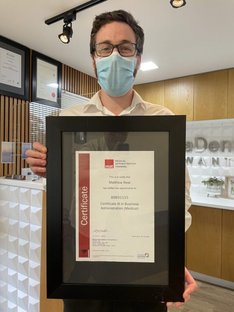 Matt's Certfication III Medical Administration Completion eDentistry Wantirna